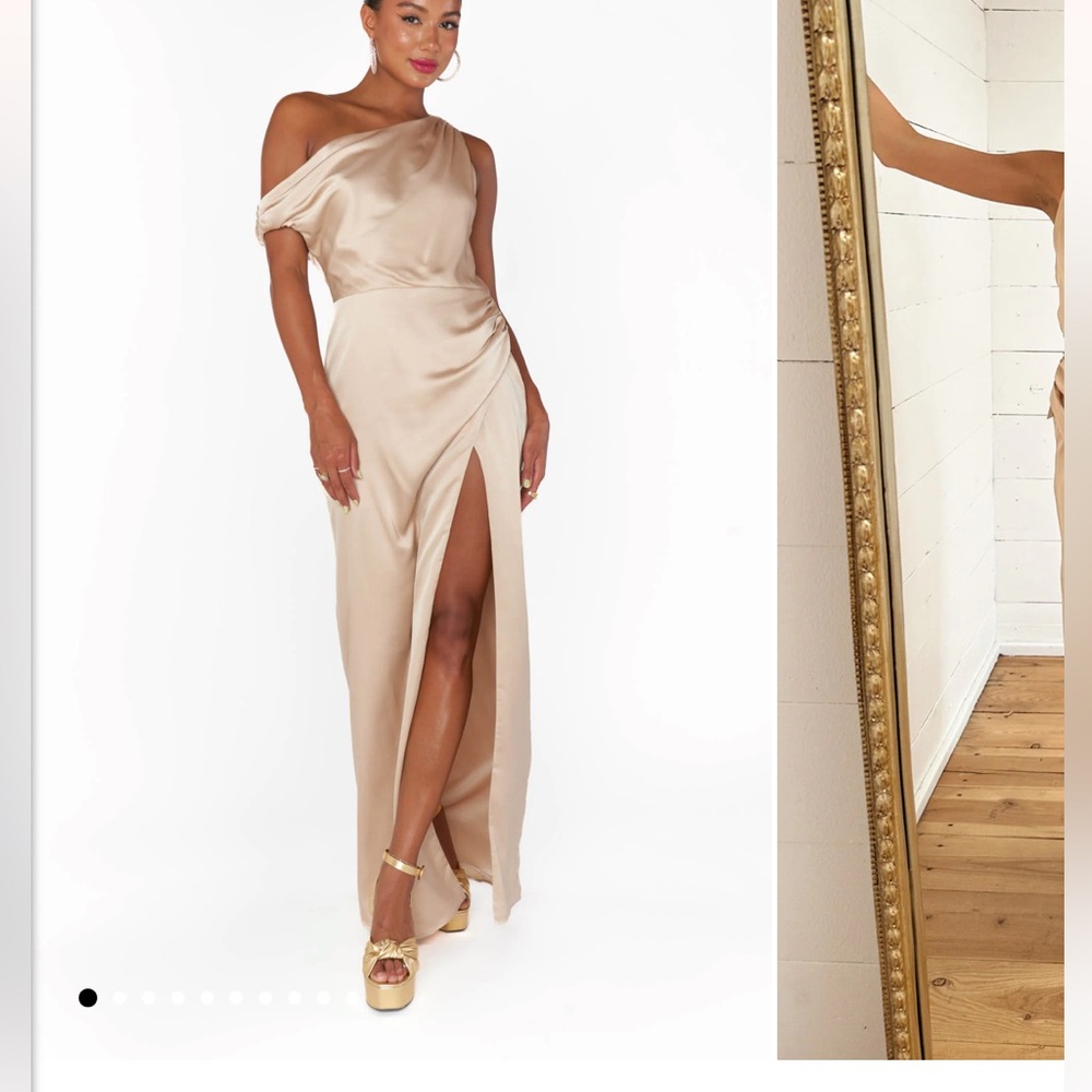 Show Me Your MuMu Jodie Dress in Champagne Luxe Satin